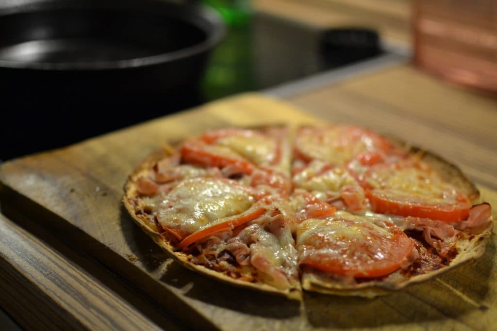 sliced tortilla pizza