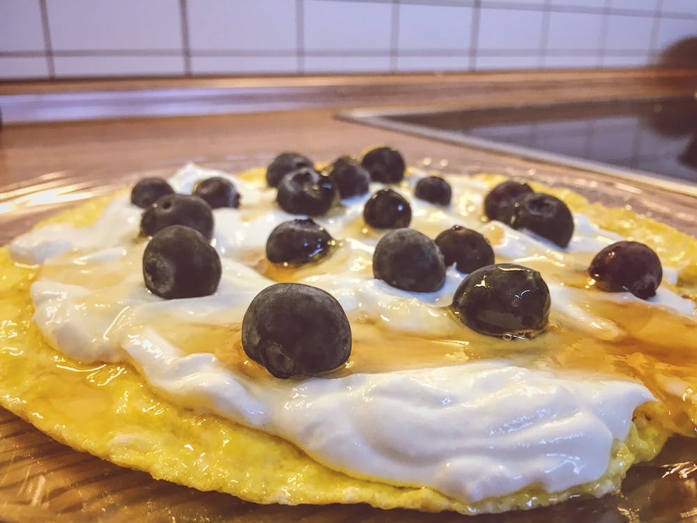 Sweet Blueberry Egg Omelette With Greek Yogurt
